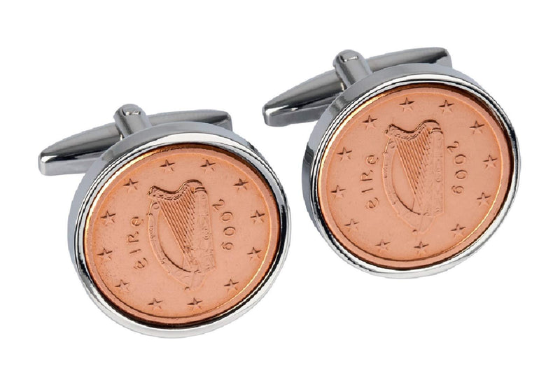 [Australia] - Worldcoincufflinks - Cufflinks - Rhodium plated - 11th Wedding Anniversary for Men- 2009 Copper Coins- Irish Lucky 2009 Cufflinks 