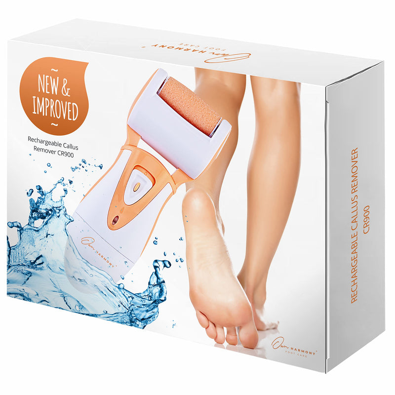 [Australia] - Own Harmony Professional Foot Care for Women: Rechargeable Callus Remover for Feet Electric Foot Sander - Electronic Foot File CR900 with 3 Rollers, Foot Grinder Pedi for Cracked Heels & Hard Skin Peach 