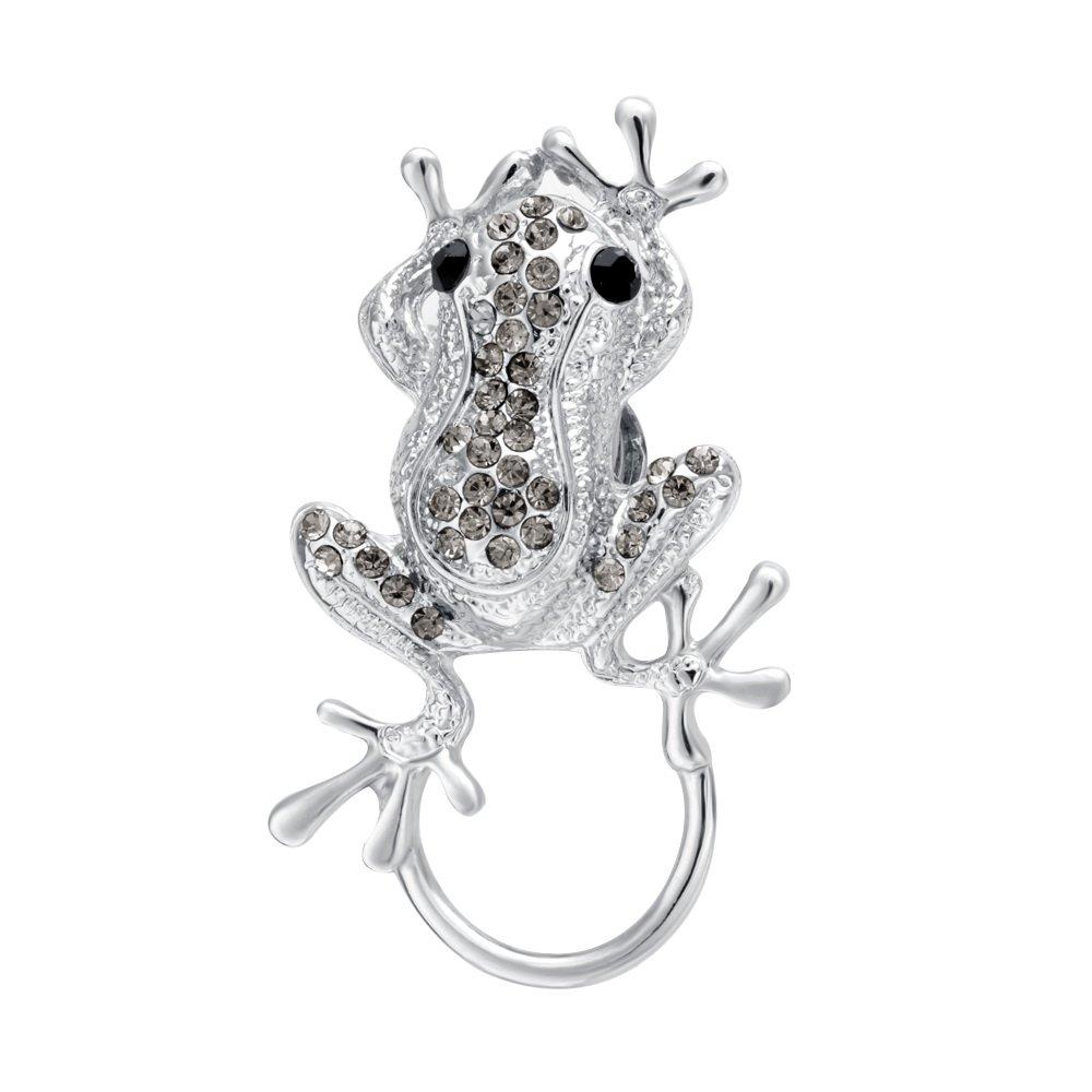 [Australia] - SENFAI 3 Colors Frog Magnetic Clip Holder Magnetic Eyeglass Holder Brooch Jewelry Grey rhodium-plated-base-metal 