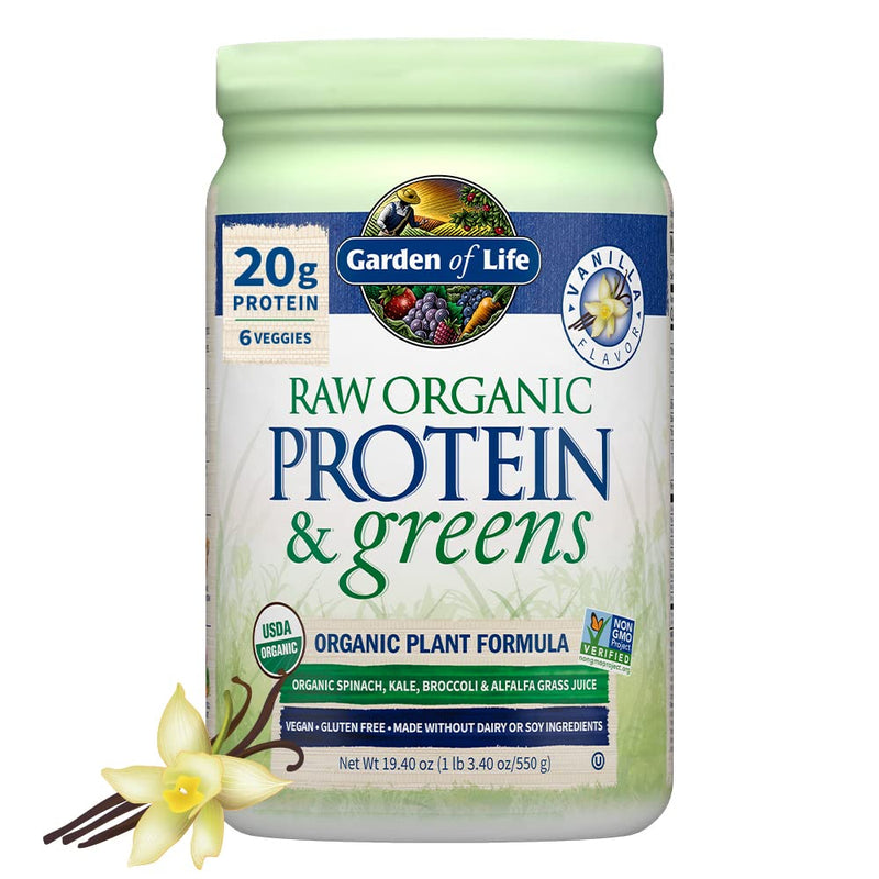 [Australia] - Garden of Life Raw Organic Protein & Greens - Vanilla - Vegan Protein Powder for Women and Men, Plant Protein, Pea Protein, Greens & Probiotics - Dairy Free, Gluten Free Low Carb Shake, 20 Servings 20 Servings (Pack of 1) 