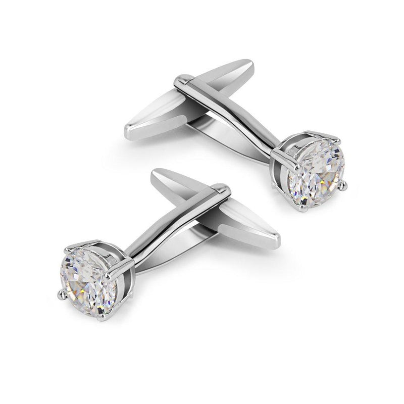 [Australia] - Mr.Van Swarovski White Crystal Cufflinks Glimmering Diamond Color Cuff Links Set for Wedding Party 