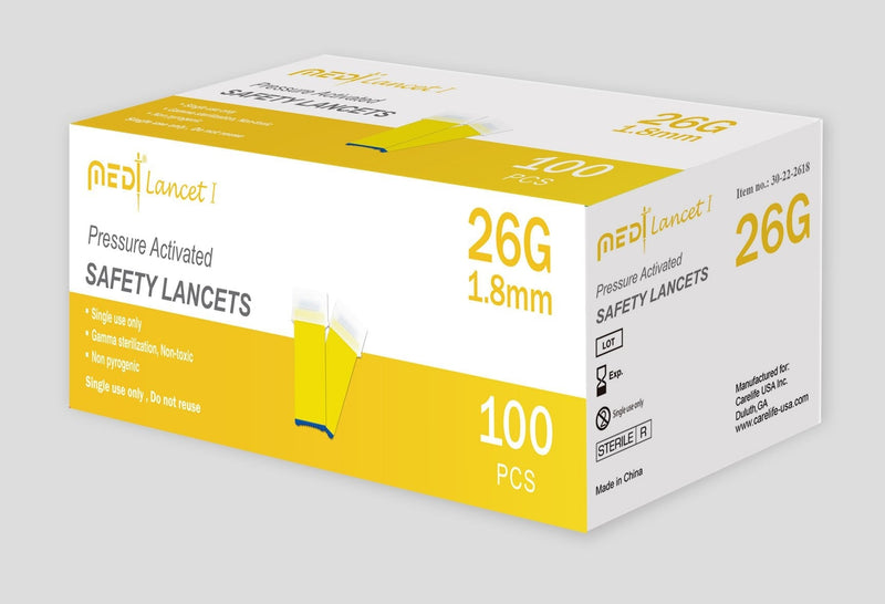 [Australia] - MedtLancet I Pressure Activated Safety Lancets 26Gx1.8mm, 100 Pieces 