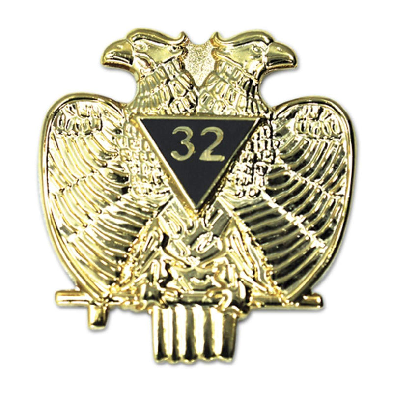 [Australia] - 32nd Degree Double Headed Eagle Masonic Lapel Pin - [Gold & Black][1 1/4'' Tall] 