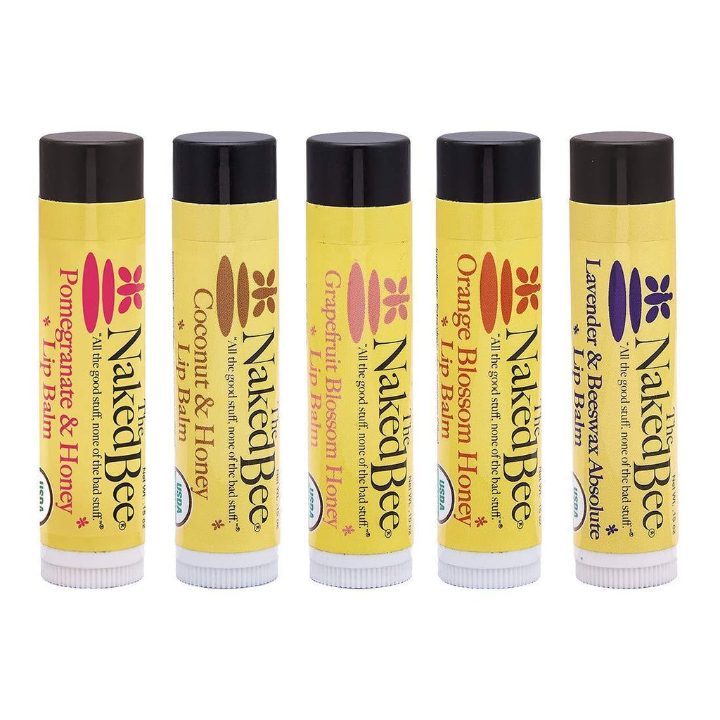 [Australia] - The Naked Bee Lip Balm Sampler, Coconut & Honey, Orange Blossom Honey, Pomegranate & Honey, Grapefruit Blossom Honey, Lavendar & Beeswax Absolute 