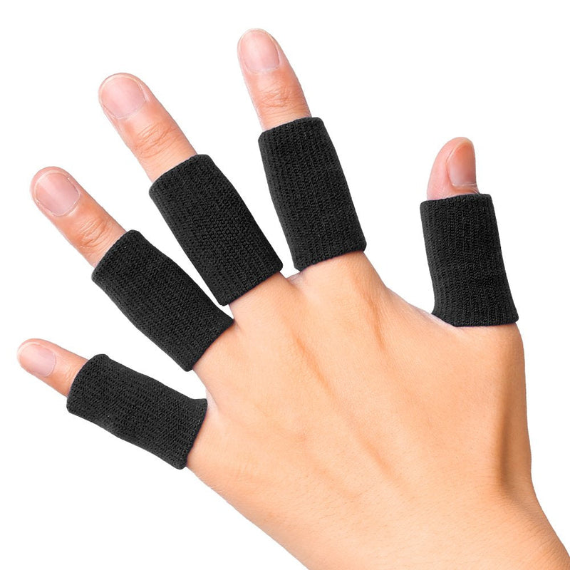 [Australia] - JBM Adult Finger Brace Splint Sleeve Thumb Support Protector Soft Comfortable Cushion Pressure Safe Elastic Breathable Spandex Finger Splinter Boating Gym (Black) Black 