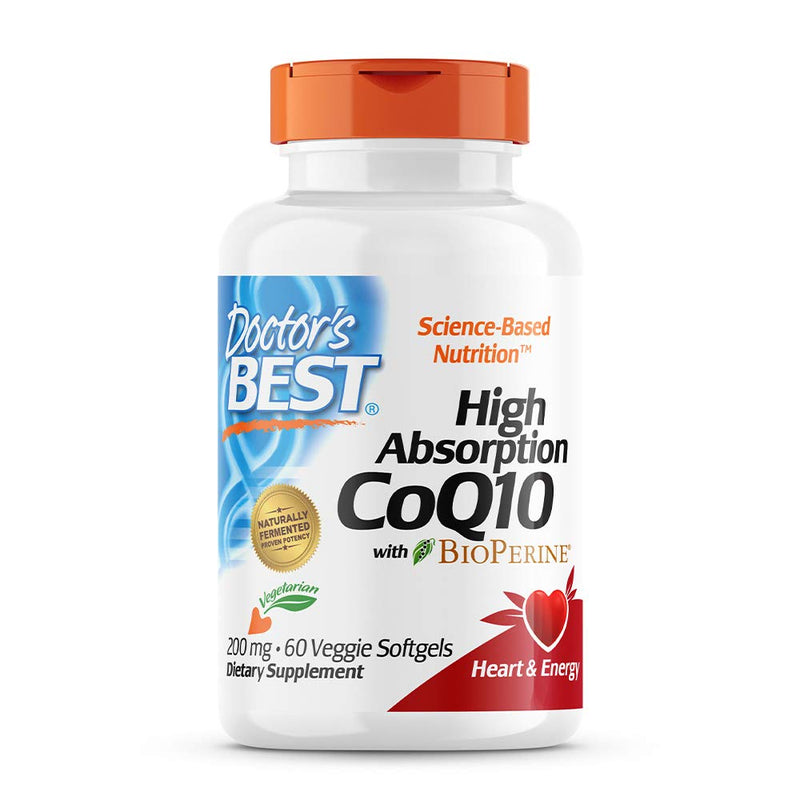 [Australia] - Doctor's Best High Absorption CoQ10 with BioPerine, Vegetarian, Gluten Free, Naturally Fermented, Heart Health & Energy Production, 200 mg 60 Veggie Softgels 