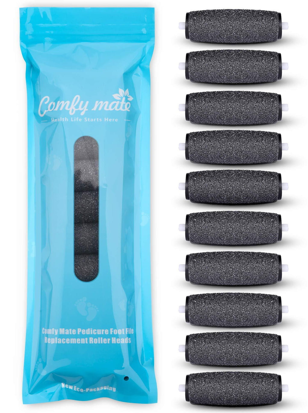 [Australia] - 10 Extra Coarse Replacement Roller Refill Heads for Amope Pedi Electronic Perfect Foot File with Diamond Crystals (Pack of 10) Black 10 Black Extra Coarse 