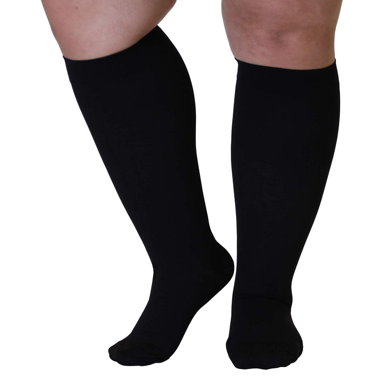 [Australia] - Medical Compression Stockings 2XL Made in USA 20-30mmHg - Opaque Knee-Hi - Closed Toe - Compression Socks For Women Circulation Compression Stockings Men - Black XX-Large 