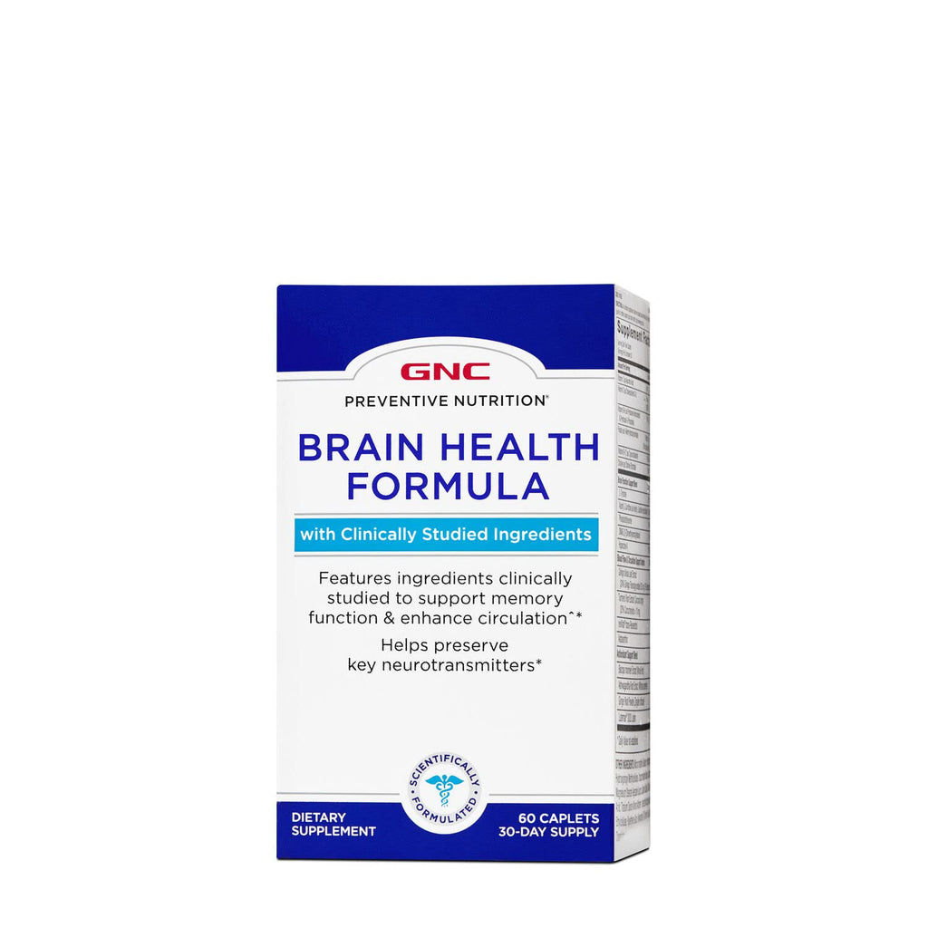 [Australia] - GNC Preventive Nutrition Brain Health Formula, 60 Caplets, Supports Memory Function and Enhances Circulation 