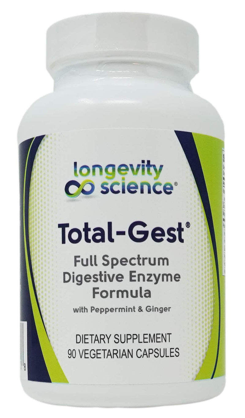 [Australia] - Longevity Science: Total Gest Full Spectrum Digestive Enzyme Formula 90 Vegetarian Capsules 