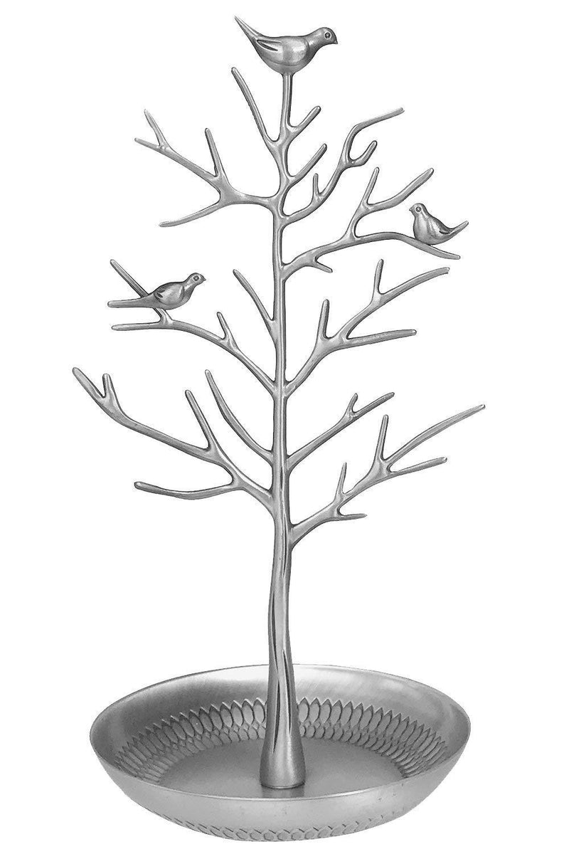 [Australia] - Jqworkland Silver Birds Tree Jewelry Stand Display Earring Necklace Holder Organizer Rack Tower-silver 