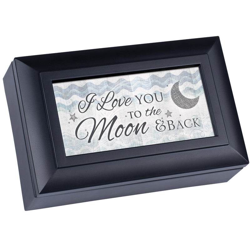 [Australia] - Cottage Garden Love You to The Moon and Back Matte Black Jewelry Music Box Plays Wonderful World 