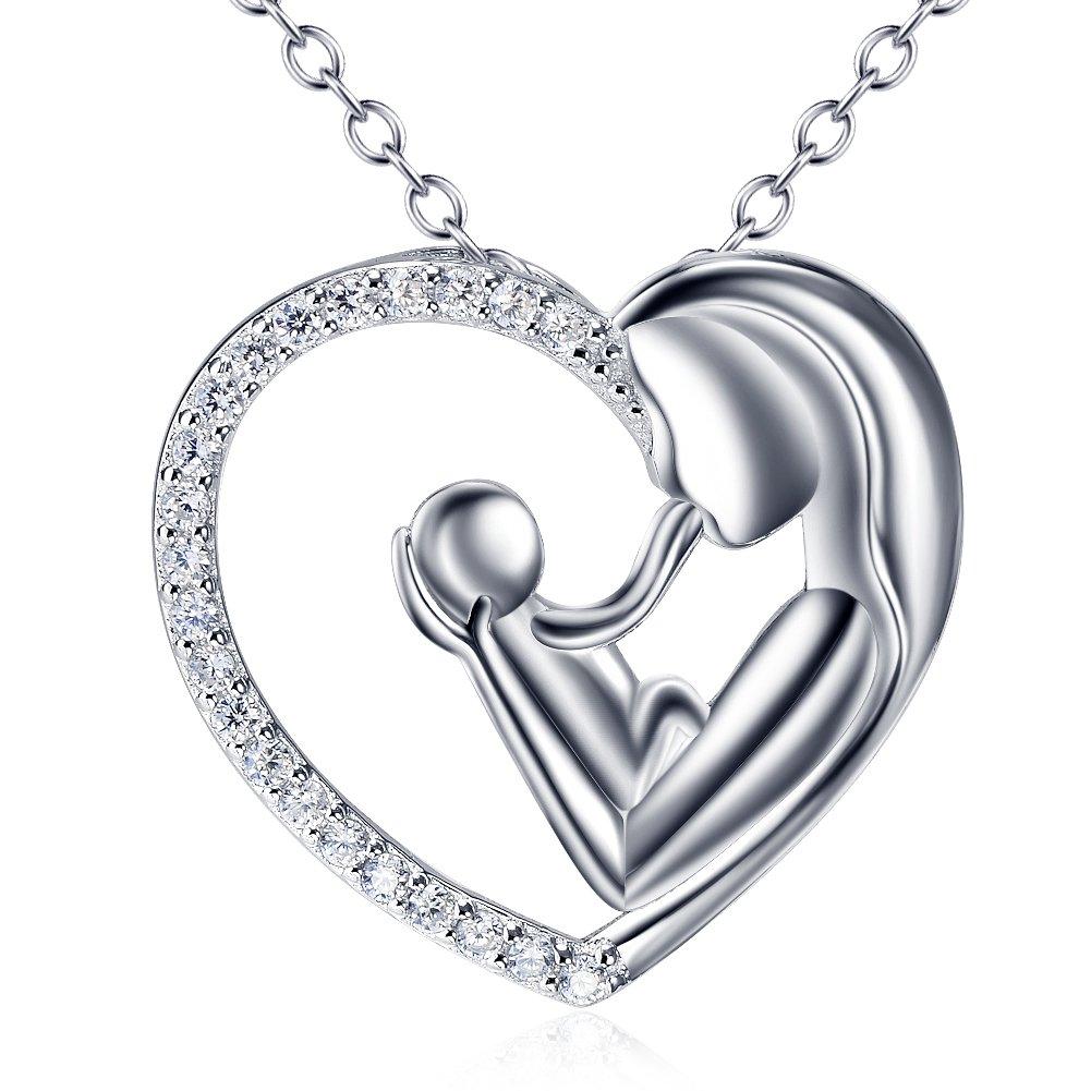 [Australia] - YFN Birthday Gifts for Mom Sterling Silver Mom Necklace Heart Pendant Necklace,Mothers Day Gifts for Mom from Son 