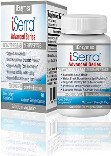 [Australia] - iSerra 250,000 SPU Serrapeptase Enzyme - 90 Maximum Strength Capsules - Up to 12x More Potent Than Other Serrapaptase - Delayed Release Technology-High Potency Non-GMO, Gluten Free, Vegan (Pack of 1) 90 Count (Pack of 1) 