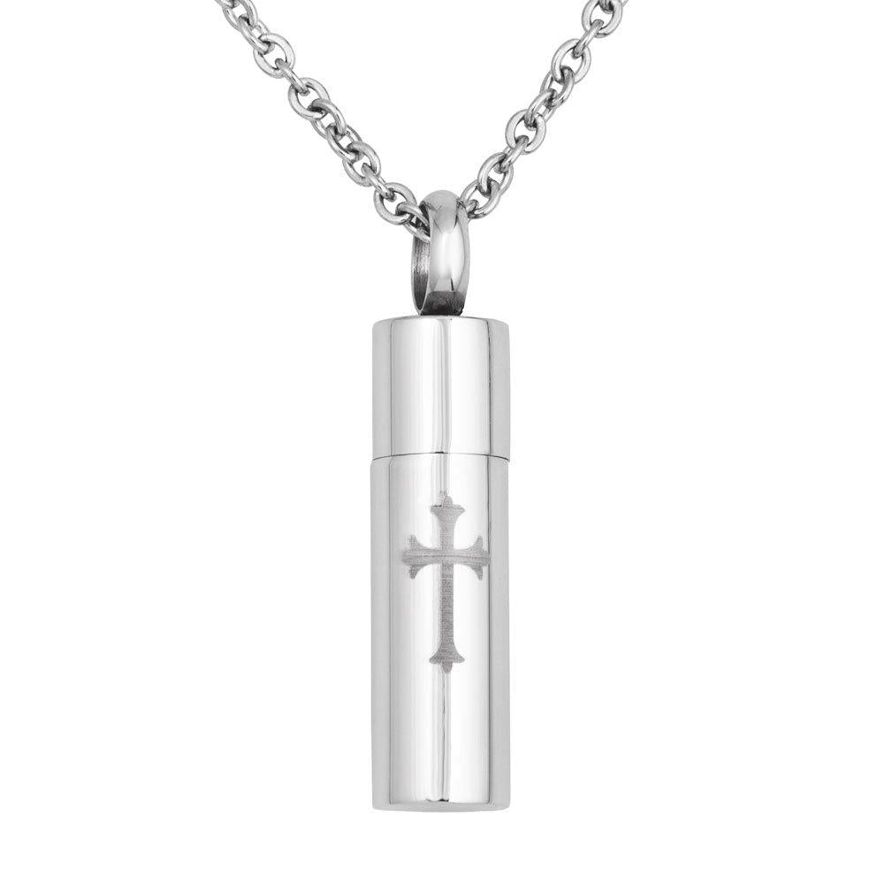 [Australia] - LovelyJewelry Urn Necklace for Ashes Cross Cylinder Memorial Keepsake Cremation Necklaces Pendant 