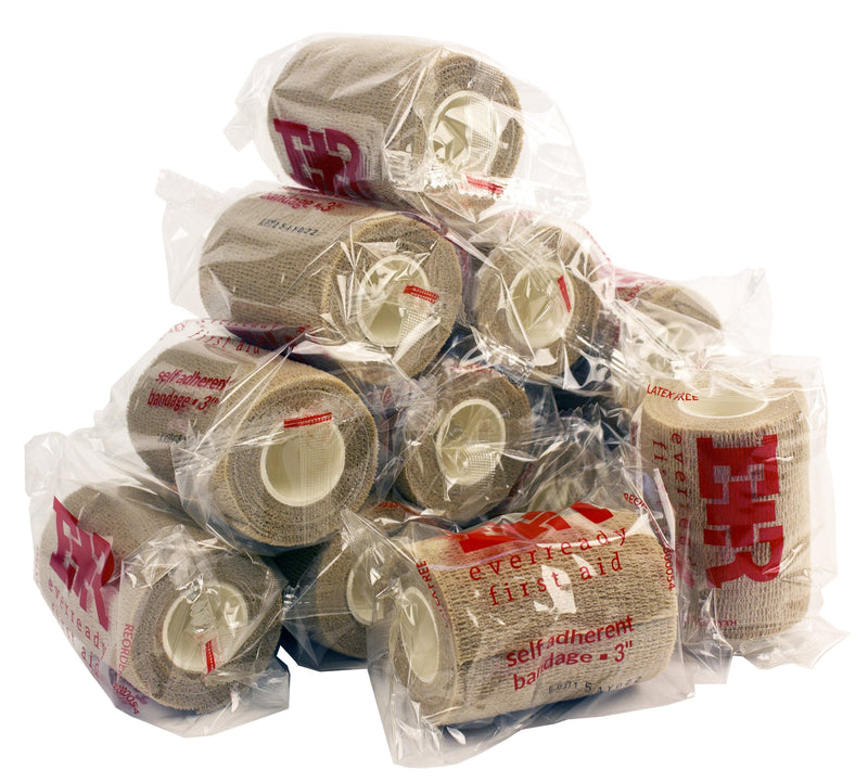 [Australia] - Ever Ready First Aid Self Adherent Cohesive Bandages 3" x 5 Yards - 12 Count, Tan 