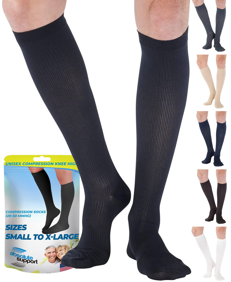 [Australia] - Made in USA - Circulating Dress Compression Socks 20-30 mmHg for Men Black Large 