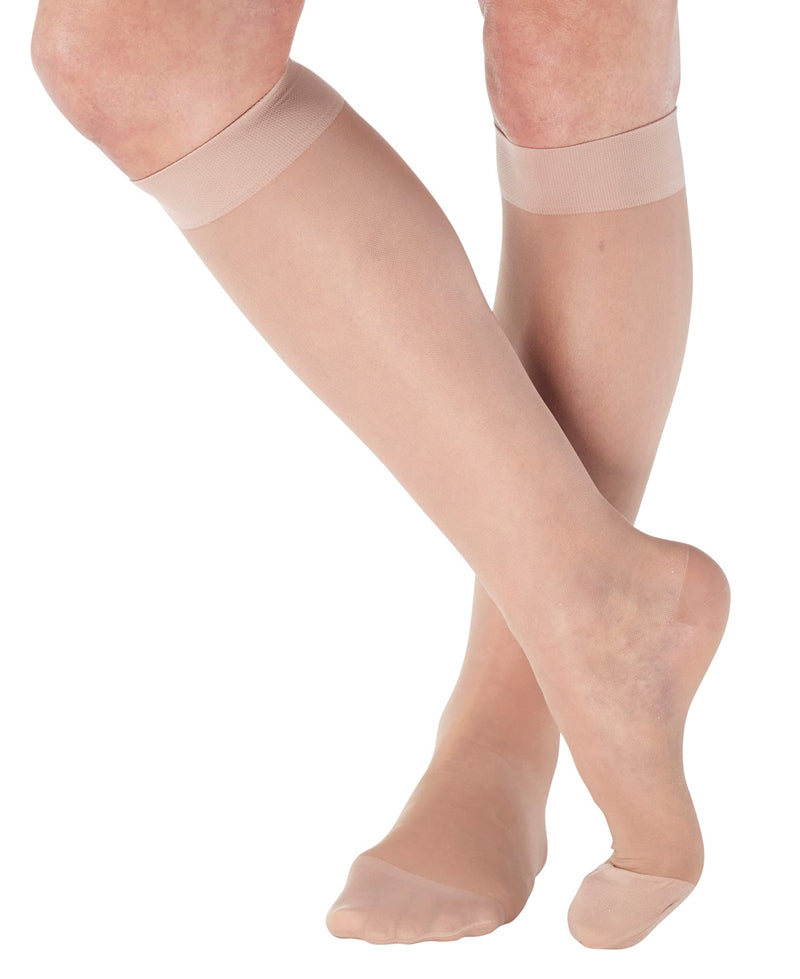 [Australia] - Womens Sheer Compression Socks 20-30mmHg - Knee Hi Support Stockings X-Large Nude 