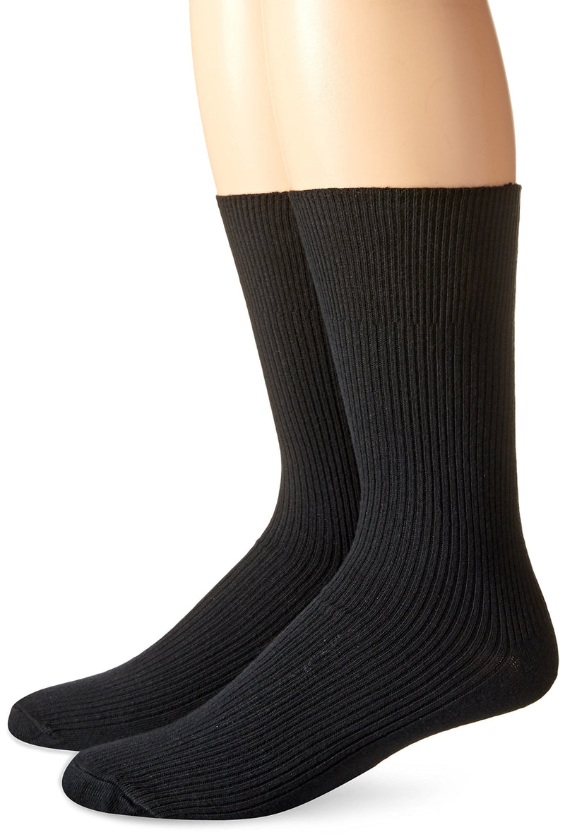[Australia] - Carolina Ultimate Men's Diabetic Non-Binding Dress Crew Socks 2 Pack Medium Black 