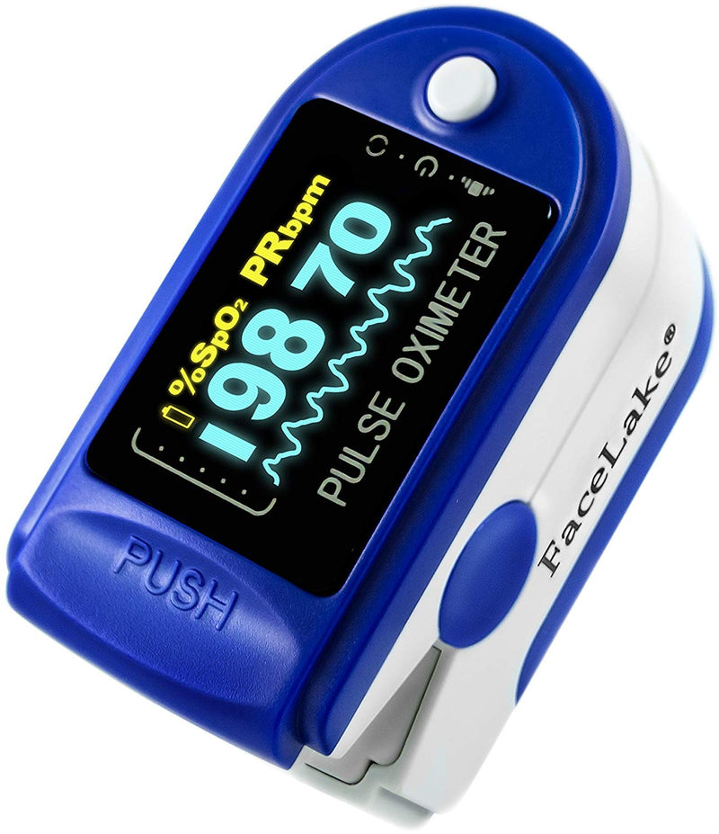 [Australia] - FaceLake FL350 Blue Pulse Oximeter with Carrying Case, Lanyard & Batteries 