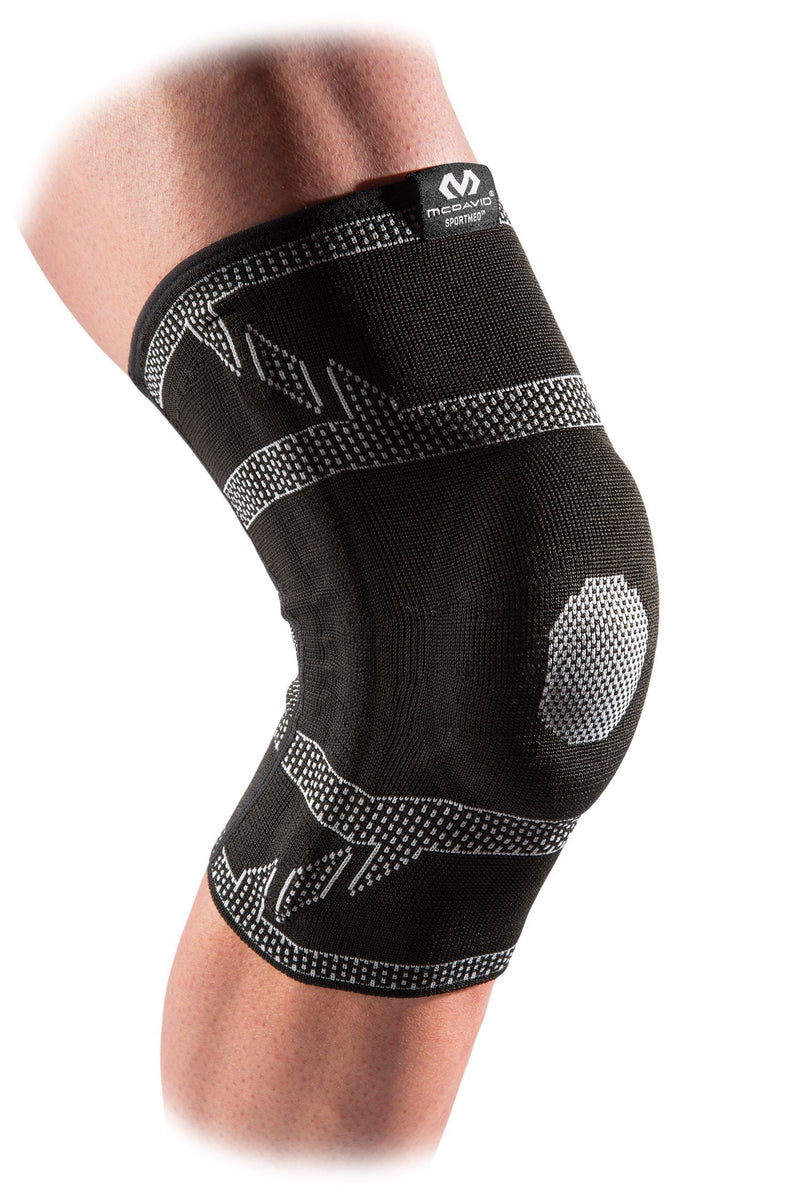 [Australia] - McDavid Elite Knee Sleeve with Gel Pad and Stays. Compression Knee Patella Support for Knee Pain Relief. Engineered Elastic. For Men and Women. Left or Right Leg. Black or Grey. Medium 