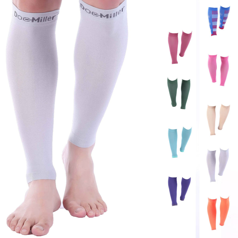 [Australia] - Doc Miller Calf Compression Sleeve Men and Women - 20-30mmHg Shin Splint Compression Sleeve Recover Varicose Veins, Torn Calf and Pain Relief - 1 Pair Calf Sleeves Grey Color - Medium Size Gray 