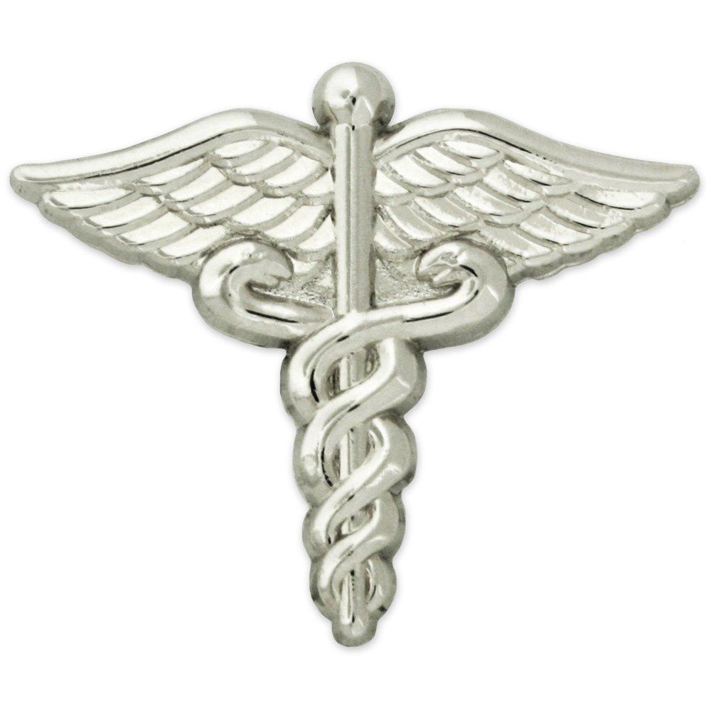 [Australia] - PinMart Silver Plated Medical Caduceus Lapel Pin 1 Piece 