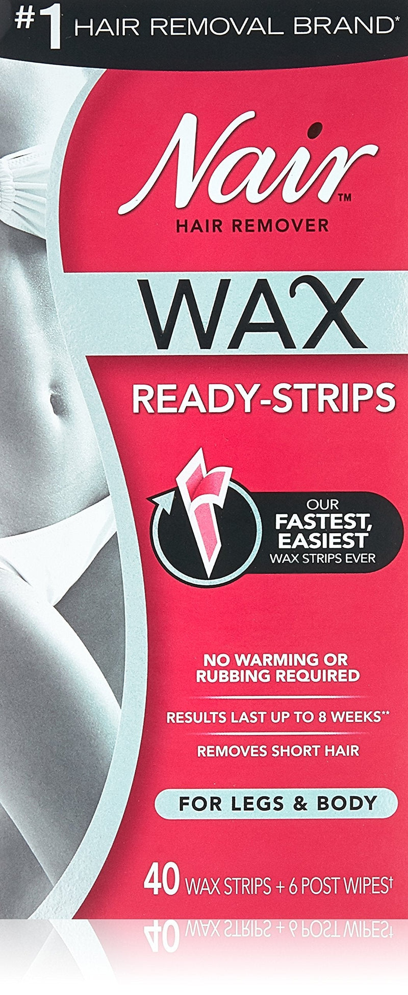 [Australia] - Nair Hair Remover Wax Ready-Strips 40 Count Legs/Body (2 Pack) 