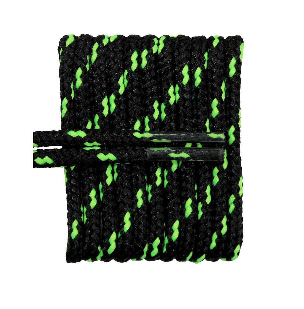 [Australia] - Feet People Round Shoe Laces for Boots/Shoes 27 inches x 1 Pair Black With Neon Green Chip 