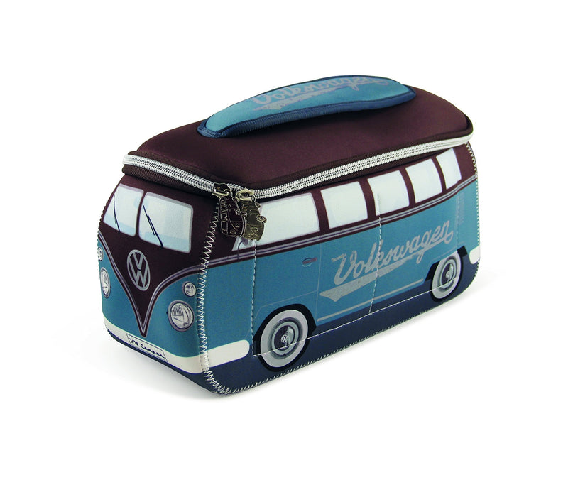 [Australia] - BRISA VW Collection - Volkswagen Samba Bus T1 Camper Van 3D Neoprene Universal Bag - Makeup, Travel, Cosmetic Bag (Neoprene/Petrol/Brown) 