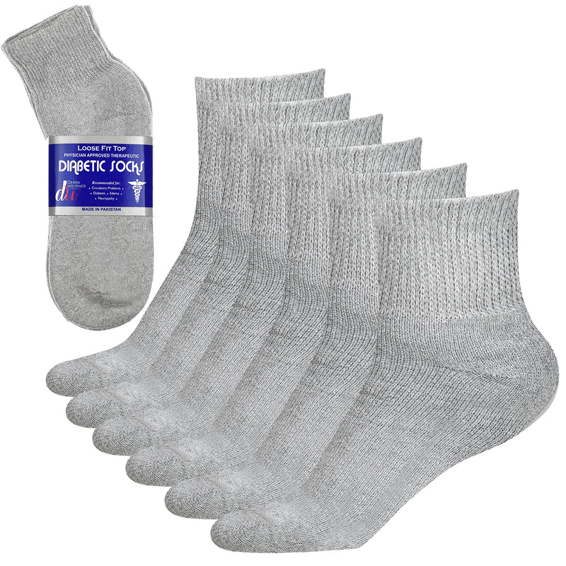 [Australia] - Diabetic Ankle Socks Mens Womens Non-binding Socks Loose Fit 6 Pairs Debra Weitzner Grey 9-11 