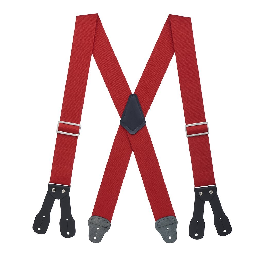 [Australia] - SuspenderStore Men's Logger Suspenders - BUTTON (4 sizes, 5 colors) 42" for 5'0" to 5'9" tall Red 