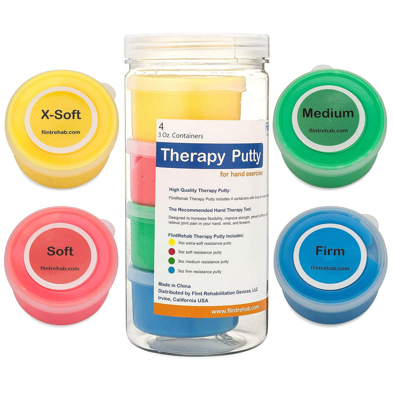 [Australia] - FlintRehab Premium Quality Therapy Putty (4 Pack, 3-oz Each) for Hand Exercise Rehab. Fidgeting, and Stress Relief… 