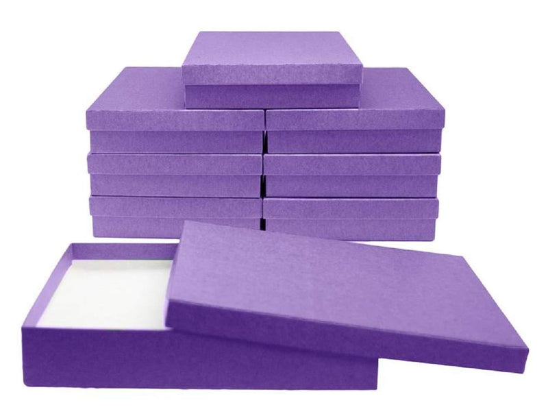 [Australia] - Novel Box Made in USA Jewelry Gift Box in Purple Kraft with Removable Cotton Pad 7X5X1.25 (Pack of 8) + Custom NB Pouch 7X5X1.25" (Pack of 8) 