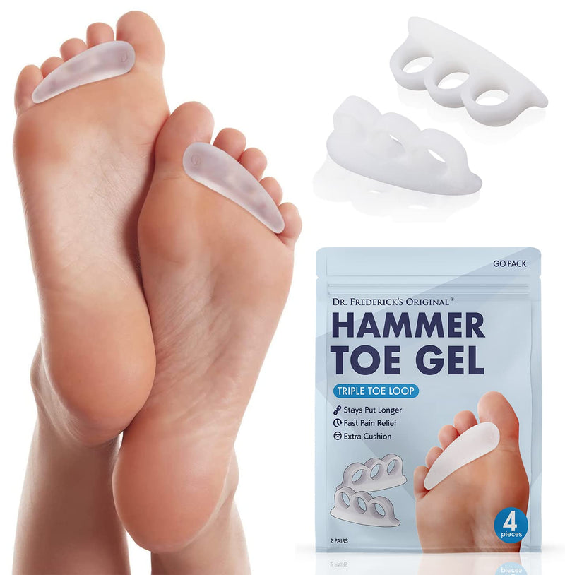 [Australia] - Dr. Frederick's Original 4 Piece Hammer Toe Treatment Set - Soft Gel Splints to Prevent Overlap 3 Loops 