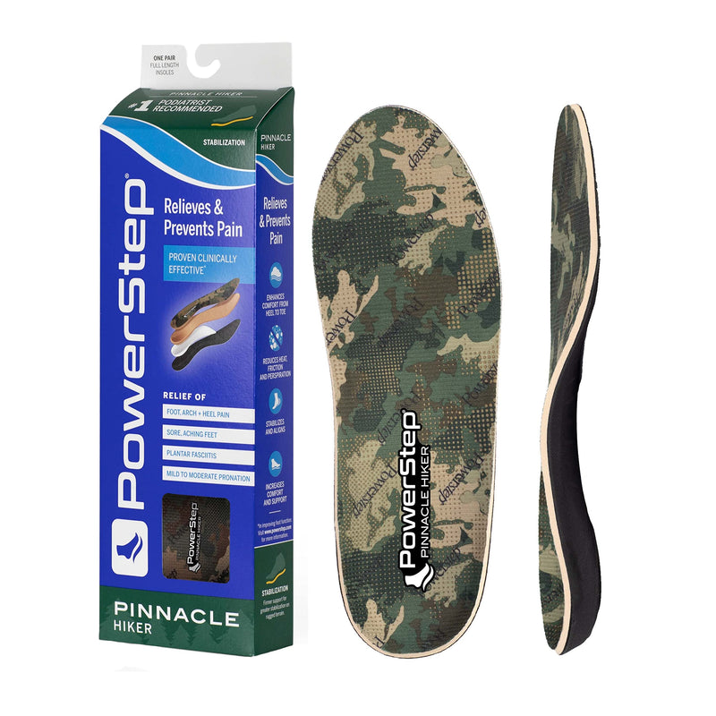 [Australia] - Powerstep Insoles, Pinnacle Hiker, Arch Support Hiking Boot Insole, Maximum Arch Support Orthotic For Women and Men Camo Men's 10-10.5 / Women's 12 