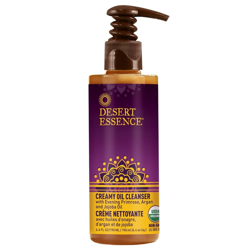 [Australia] - Desert Essence Creamy Oil Cleanser - 6.4 Fl Oz - Pure Oil Based Cleanser - Evening Primrose - Argan - Jojoba Oil - For All Skin Types - Removes Makeup & Impurities - Aloe Vera - Nourishes Skin 