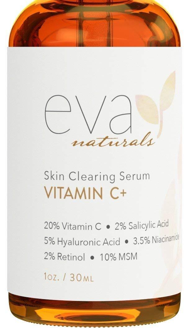 [Australia] - Eva Naturals Vitamin C Serum Plus 2% Retinol, 3.5% Niacinamide, 5% Hyaluronic Acid, 2% Salicylic Acid, 10% MSM, 20% Vitamin C - Skin Clearing Serum - Anti-Aging Skin Repair, Face Serum (1 oz) 1 Ounce (Pack of 1) 