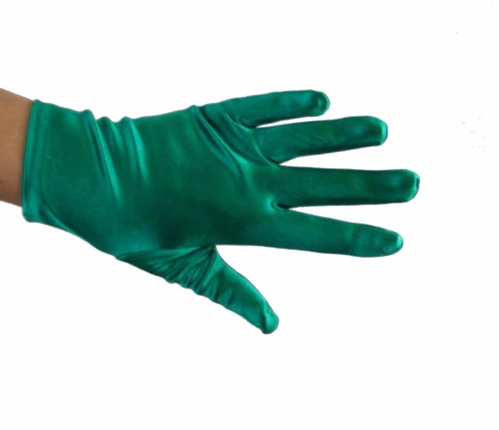 [Australia] - Greatlookz Beautiful Wrist Length Short Satin Gloves in Emerald Green 