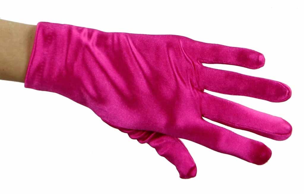 [Australia] - Greatlookz Beautiful Wrist Length Short Satin Gloves in Hot Pink 