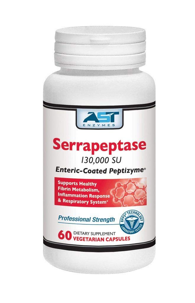 [Australia] - Serrapeptase 130,000 SPU – 60 Vegetarian Capsules – Premium Natural Systemic Enzymes – Enteric-Coated Serrapeptase – AST Enzymes 