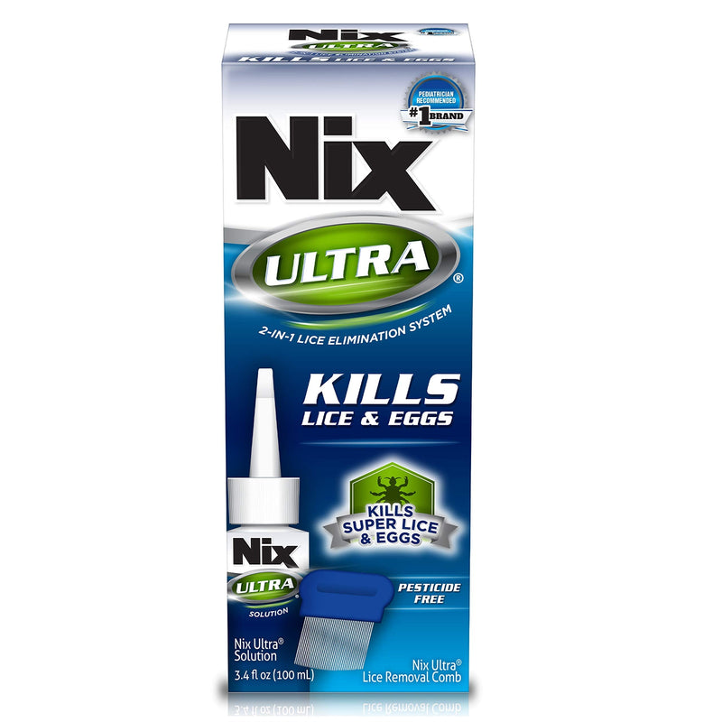 [Australia] - Nix Ultra Lice & Nits Treatment, Kills Super Lice & Eggs, 3.4 Fl Oz (Pack of 1), 1 Count Solution + Comb 