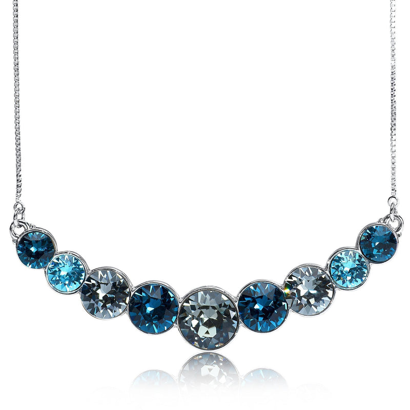 [Australia] - UPSERA Rhodium Plated Crystals from Swarovski Silver-Tone Blue Multi-Color Fashion Necklace, 18.7+2" 