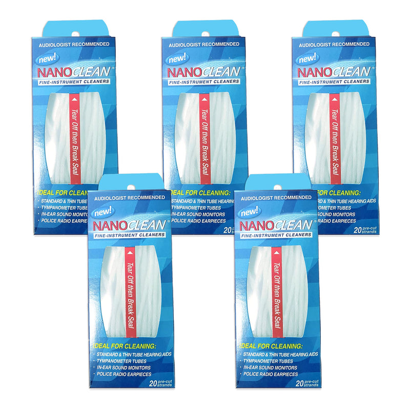 [Australia] - NanoClean All-in-1 Hearing Aid Cleaning Kit- 5 Packs of 100 Ready-to-Use Strands -Gentle & Effective Hearing Aid Cleaning Brush Thread-Fine Instrument Cleaners, Earbud Cleaner, Hearing Aid Accessories 