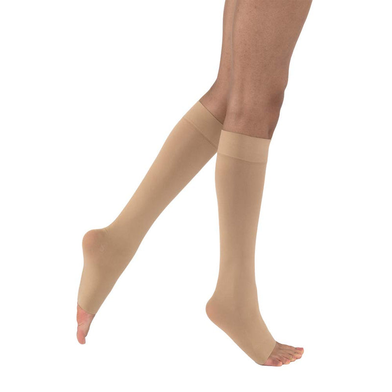 [Australia] - JOBST Opaque Knee High with SoftFit Technology Band, 15-20 mmHg Compression Stockings, Open Toe, Large, Natural 