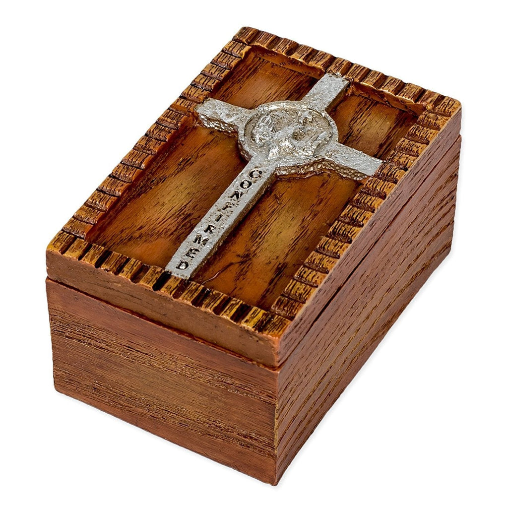 [Australia] - Roman Confirmed in Christ Wood Finish Small Confirmation Jewelry Keepsake Box 