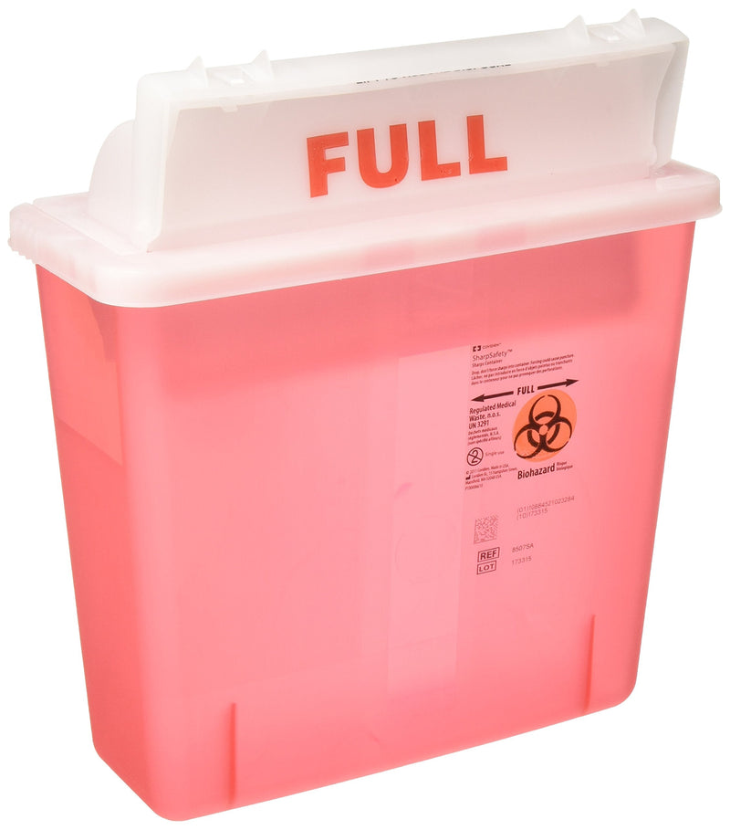 [Australia] - Covidien COV-8507SA SharpSafety Safety in Room Sharps Container Counterbalance Lid, 5 Quart Capacity, Transparent Red 1 