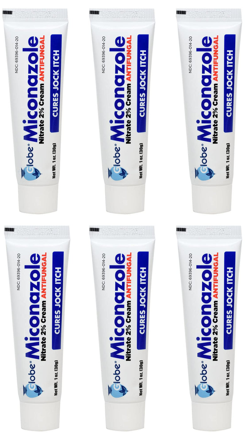 [Australia] - Globe Miconazole Nitrate 2% Anti fungal Cream | Cures Most Athletes Foot, Jock Itch, Ringworm | 1 OZ Tube (6 Pack) 