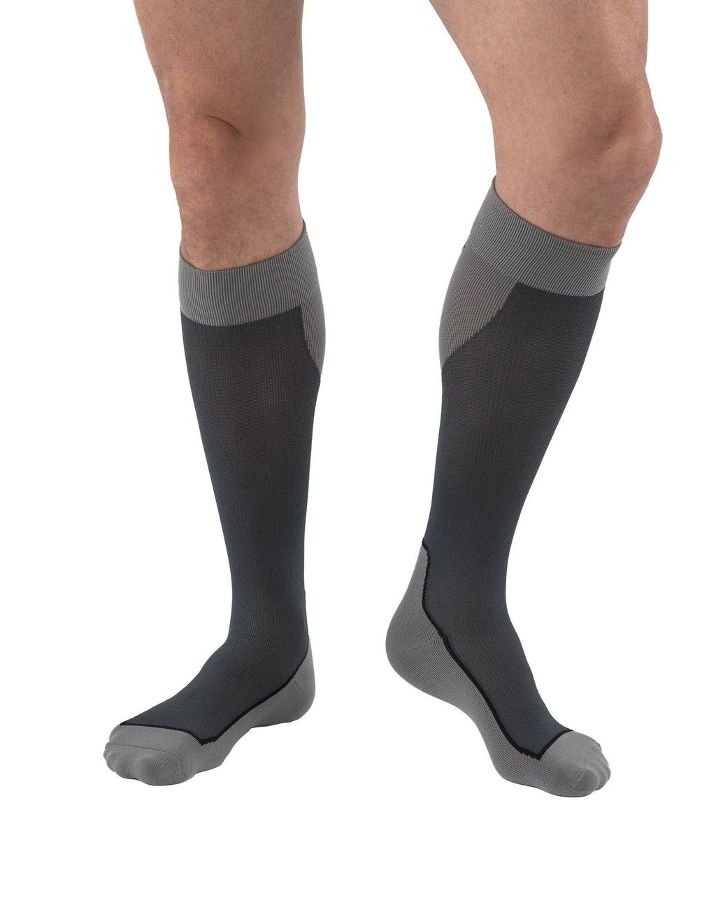 [Australia] - JOBST - 7528912 Sport Knee High 15-20 mmHg Compression Socks, Black/Grey, Large Grey 