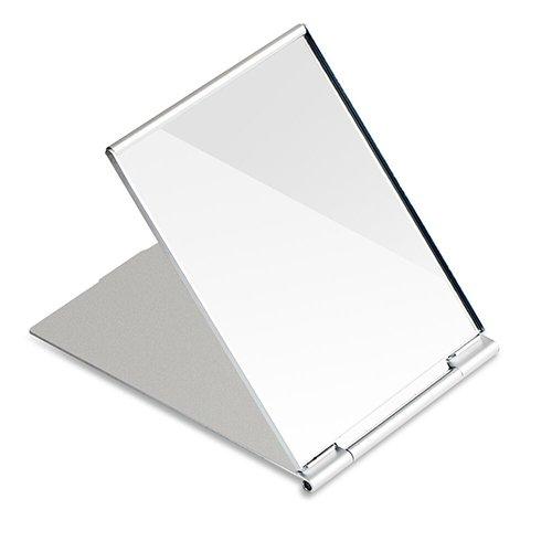 [Australia] - G2PLUS Portable Folding Vanity Mirror Single Side Travel Shower Shaving Mirror, 4.5'' x 3.15'' x 0.1'' (Silver White) 
